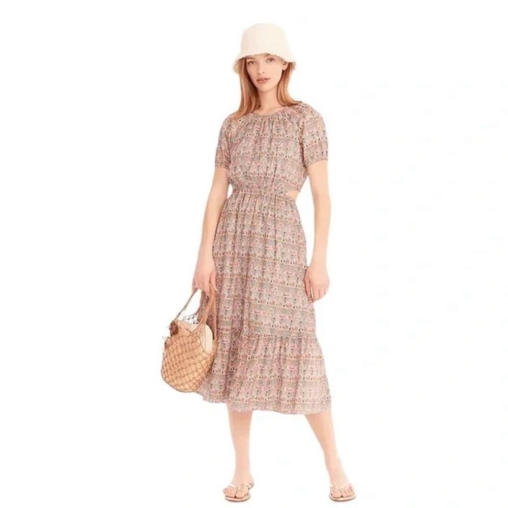 J. Crew Multicolor Floral Midi Dress